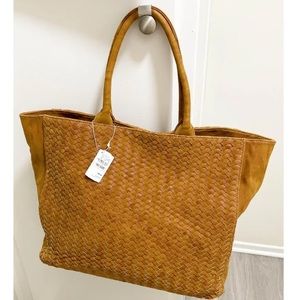 Neiman Marcus Cognac Woven Tote